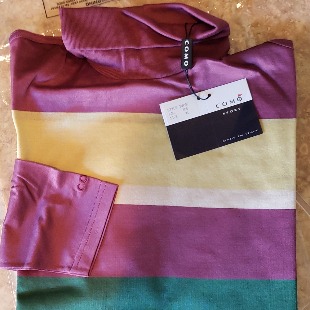 Como Cotton Stripe Turtlemeck Polo